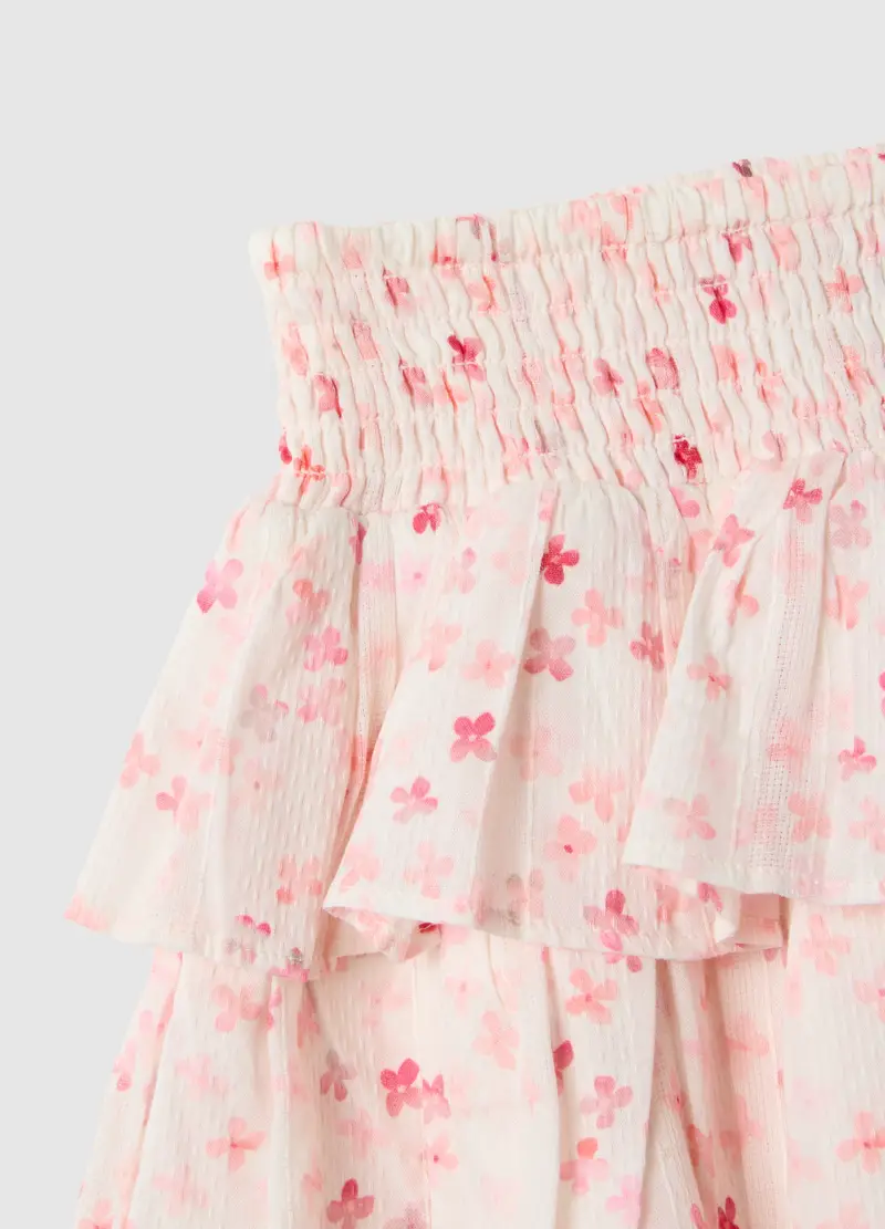 Gonna A Balze In Puro Cotone Multicolor Da Bambina Con Motivo Floreale, Multicolor miniatura 3