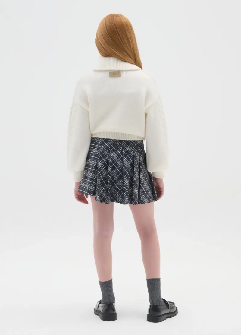 Gonna A Quadri Grigia Da Ragazza In Jacquard Regular Fit, Bambina, Multicolor miniatura 2