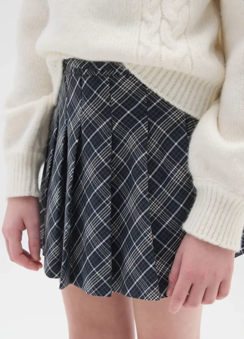 Gonna A Quadri Grigia Da Ragazza In Jacquard Regular Fit, Bambina, Multicolor miniatura 3