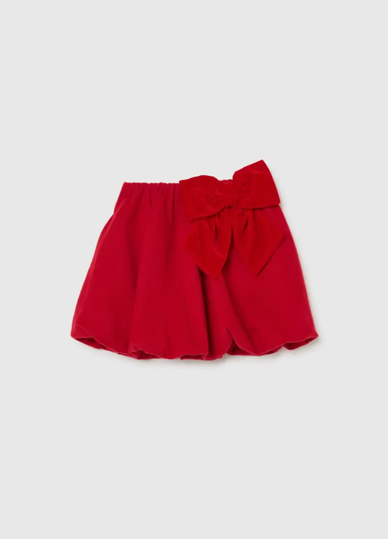 Gonna Baloon Rossa Da Bambina Regular Fit Con Fiocco, Rosso