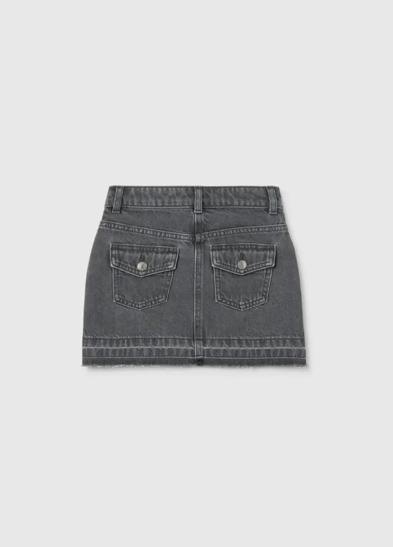 Gonna Da Bambina In Puro Cotone Grigia Con Strass, Grigio miniatura 2