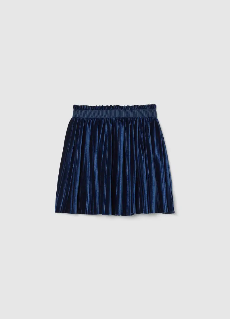 Gonna Da Bambina In Velour Blu, Blu miniatura 2