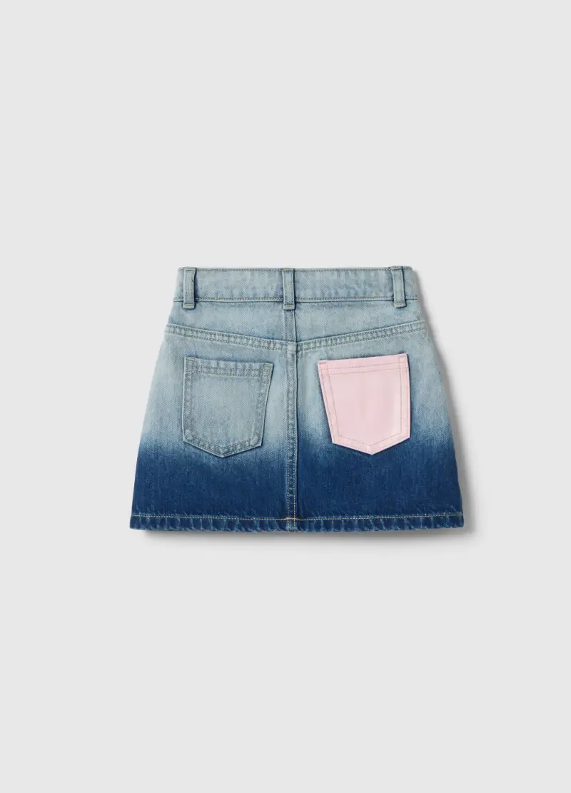 Gonna In Puro Cotone Denim Regular Fit Per Bambina, Denim miniatura 2