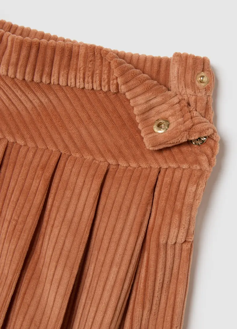 Gonna Marrone Da Bambina In Velluto A Coste Regular Fit, Marrone miniatura 3