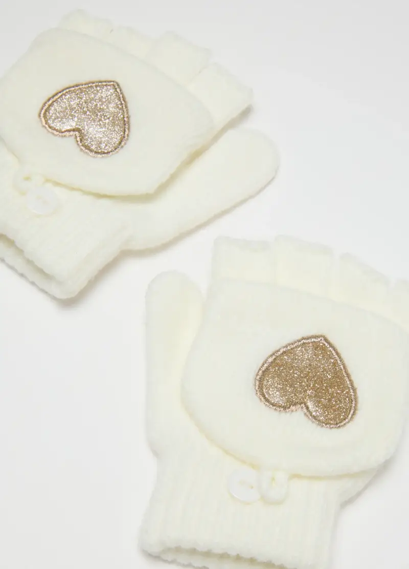 Guanti Da Bambina Multicolor Senza Dita Con Glitter, Multicolor miniatura 3