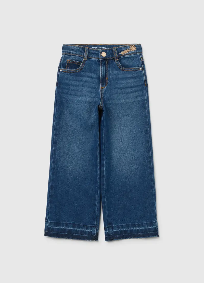 Jeans Denim Per Bambina A Gamba Dritta, Blu
