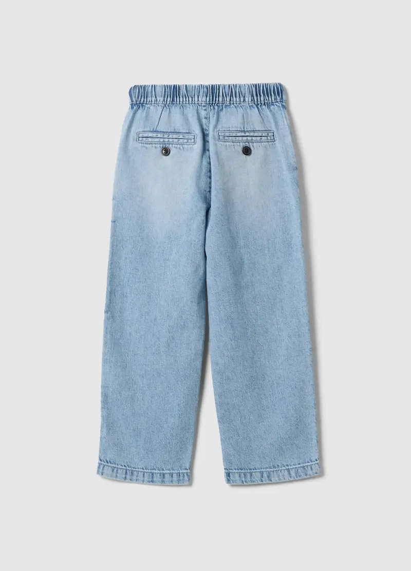 Jeans In Misto Cotone Denim Azzurro Da Bambino Regular Fit, Denim miniatura 2