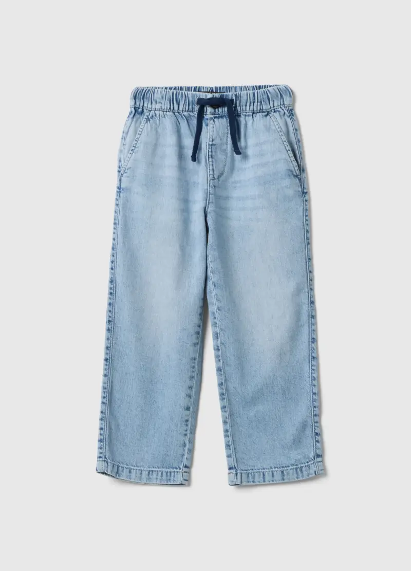 Jeans In Misto Cotone Denim Azzurro Da Bambino Regular Fit, Denim