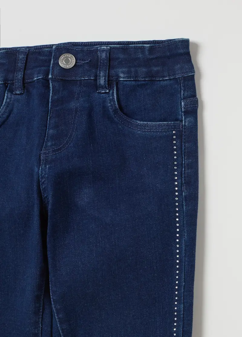 Jeans Skinny Fit Con Strass, Bambina, Denim miniatura 3