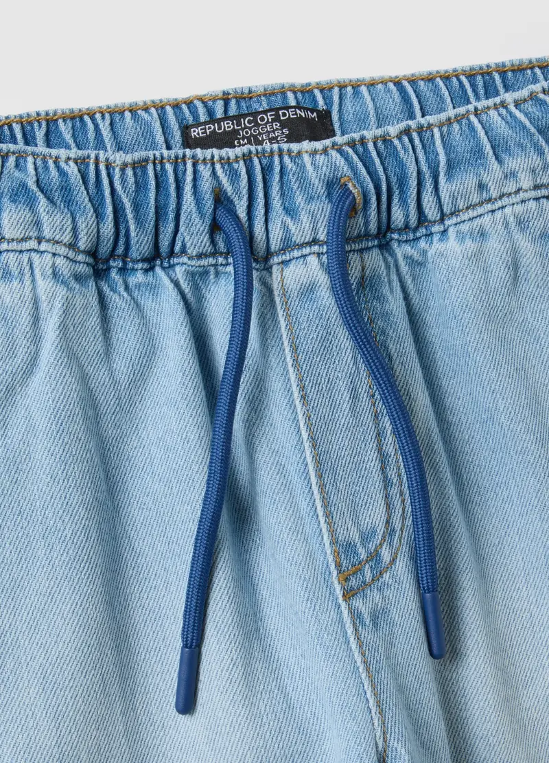 Jog Denim In Cotone Azzurro Regular Fit Per Bambino, Azzurro miniatura 3