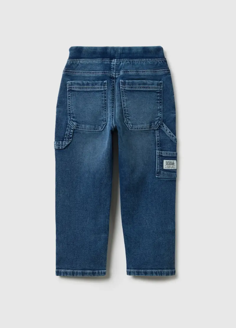 Jog Denim In Cotone Blu Relaxed Fit Per Bambino, Blu miniatura 3
