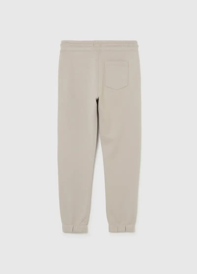 Jogger Beige Da Ragazzo In Puro Cotone Regular Fit Con Scritta, Bambino, Beige miniatura 2