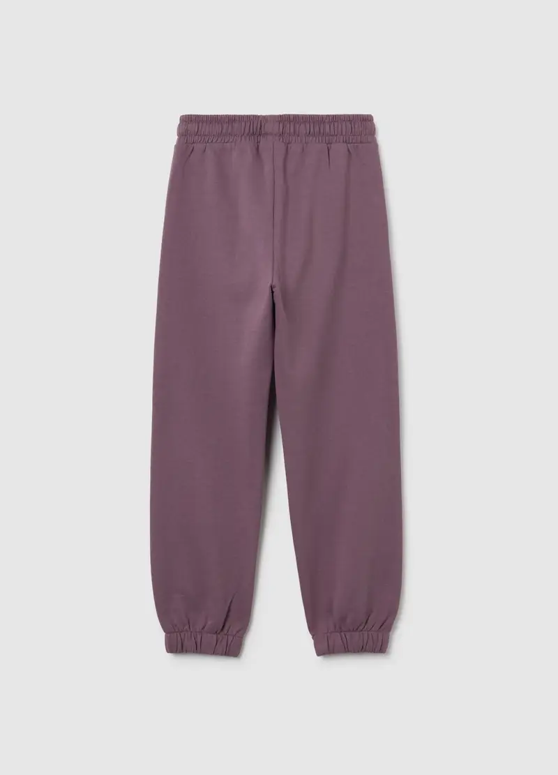 Jogger Da Bambina In Puro Cotone Viola Regular Fit, Viola miniatura 2