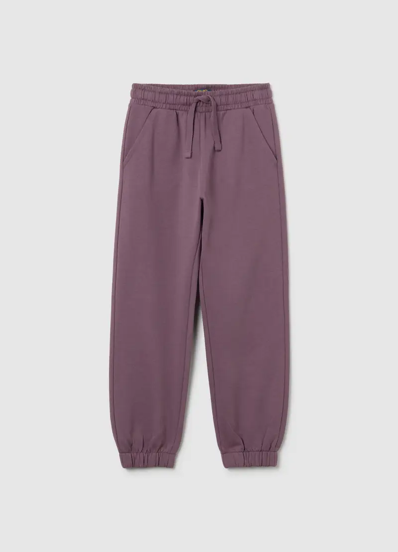 Jogger Da Bambina In Puro Cotone Viola Regular Fit, Viola