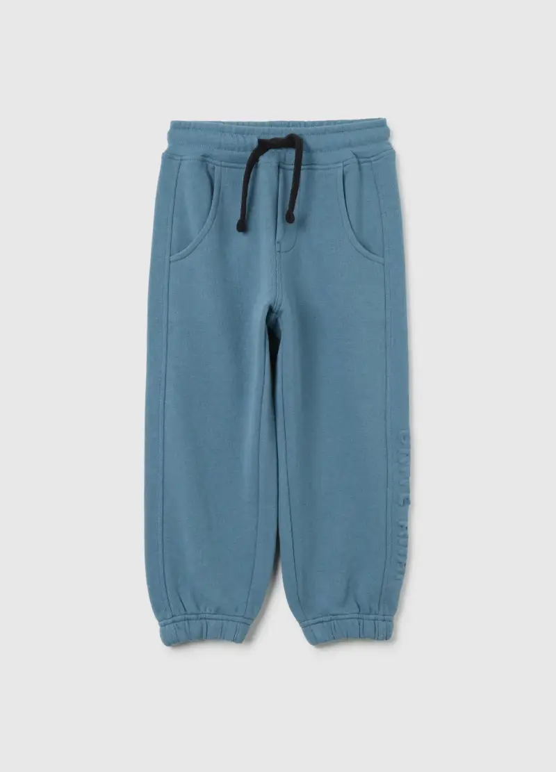 Jogger Da Bambino In Misto Cotone Blu Regular Fit, Blu