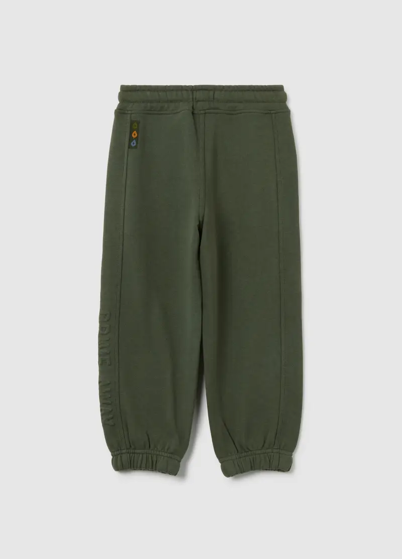 Jogger Da Bambino In Misto Cotone Verde Regular Fit, Verde miniatura 2