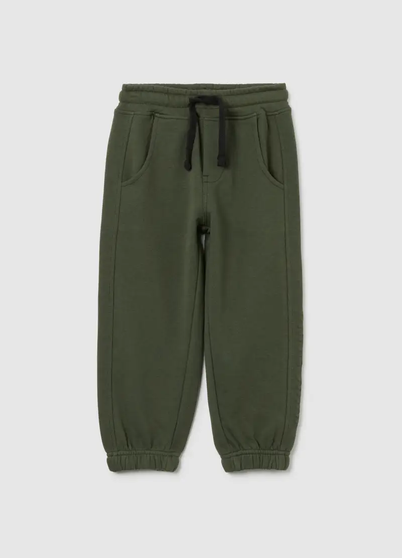 Jogger Da Bambino In Misto Cotone Verde Regular Fit, Verde