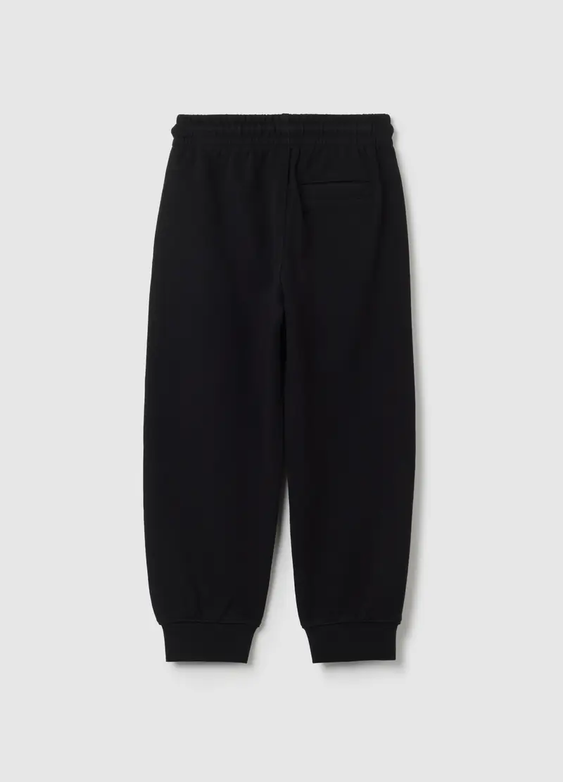 Jogger Da Bambino In Puro Cotone Nero Regular Fit, Nero miniatura 2