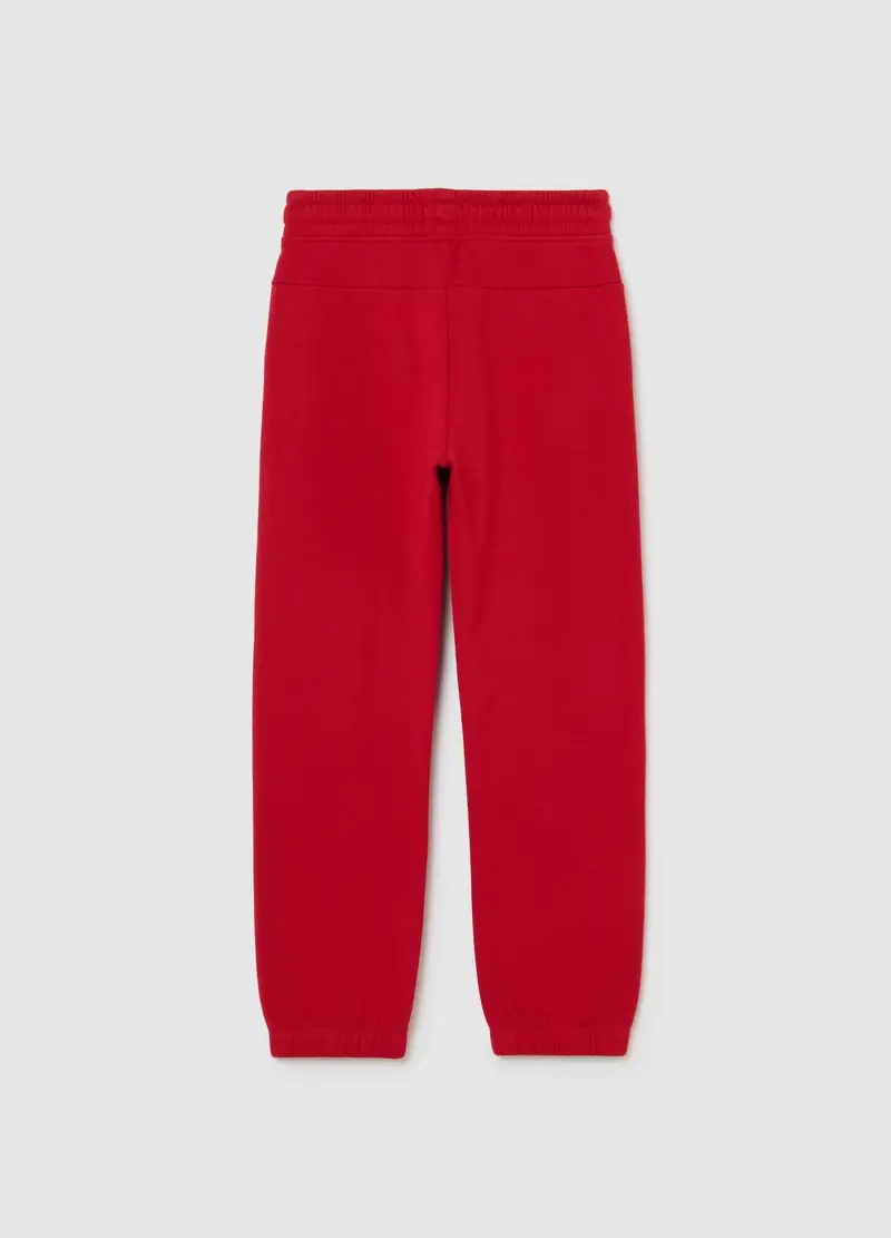 Jogger Da Bambino In Puro Cotone Rosso Regular Fit, Rosso miniatura 2