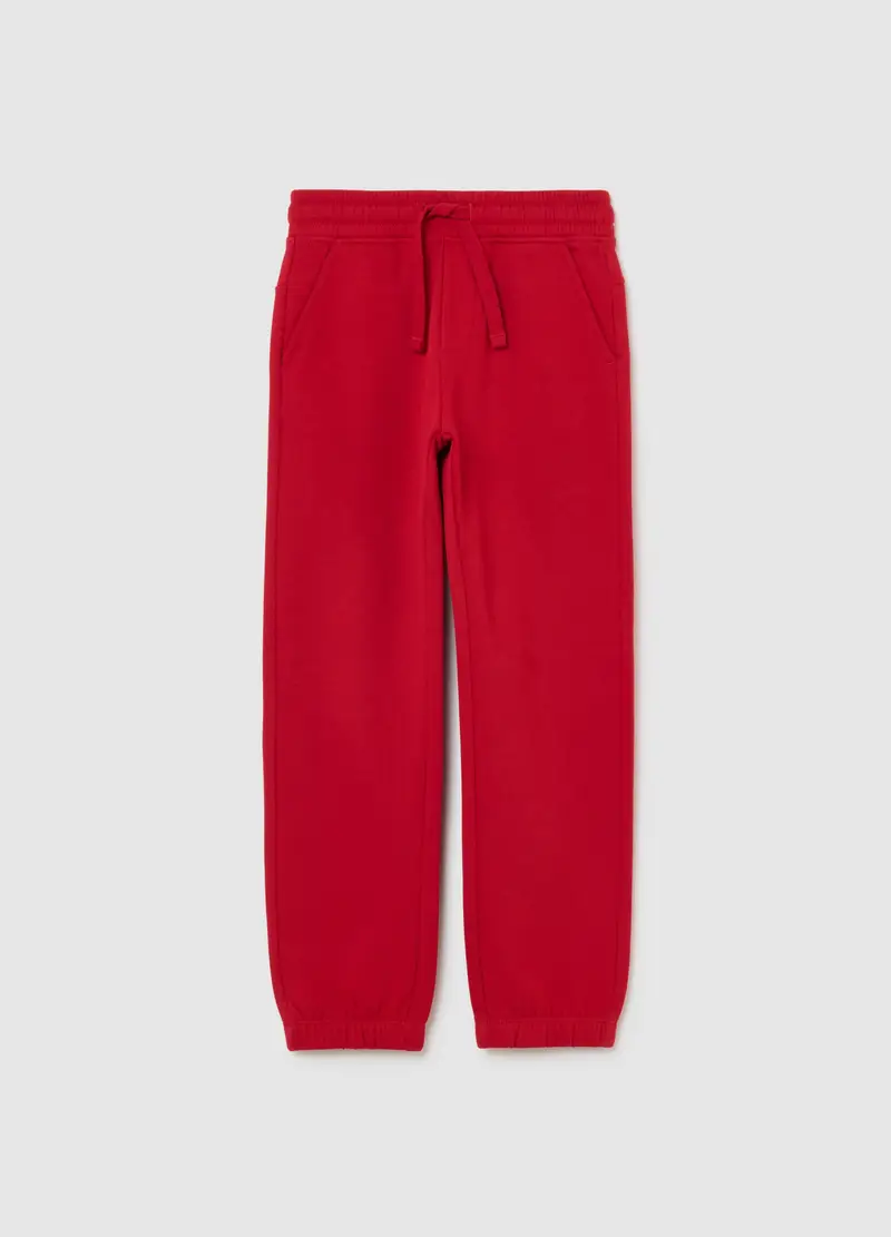 Jogger Da Bambino In Puro Cotone Rosso Regular Fit, Rosso