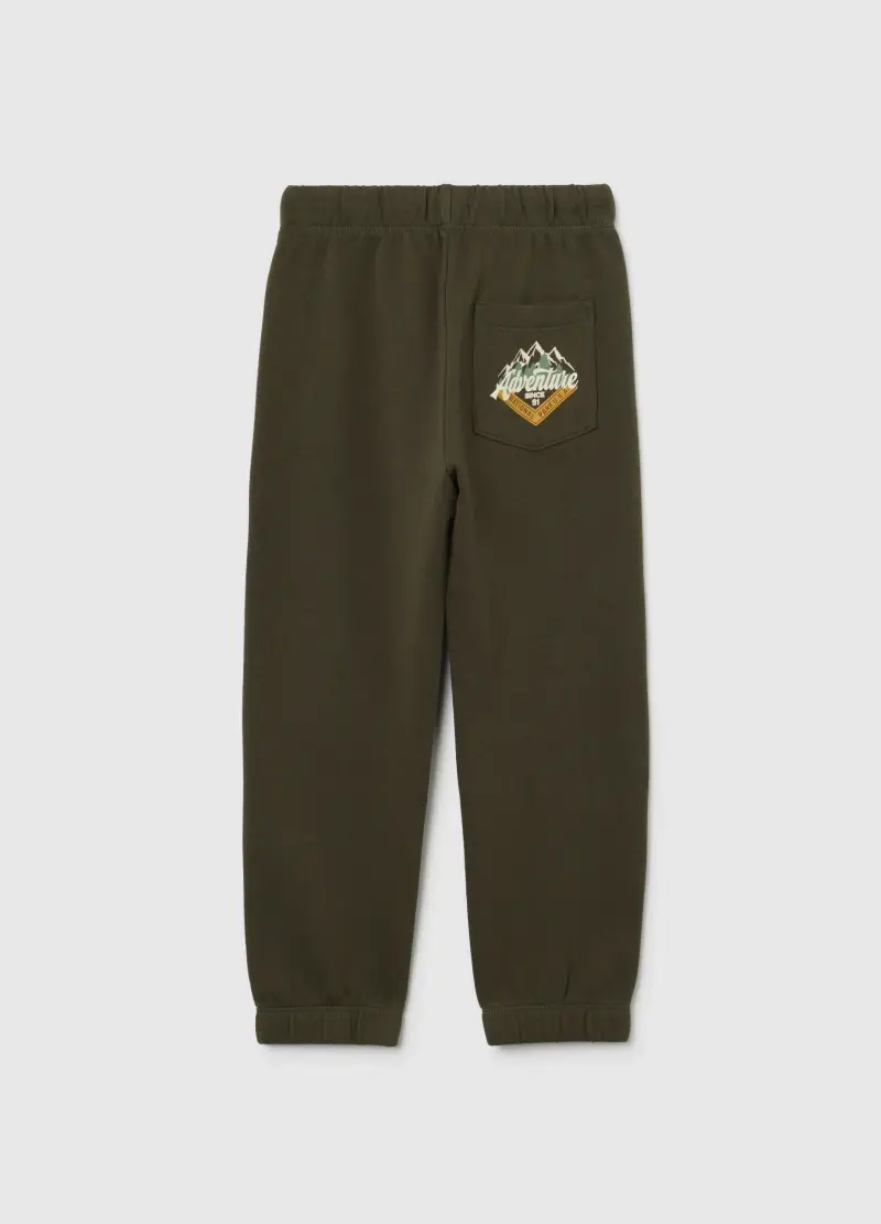 Jogger Da Bambino In Puro Cotone Verdi, Verde miniatura 2