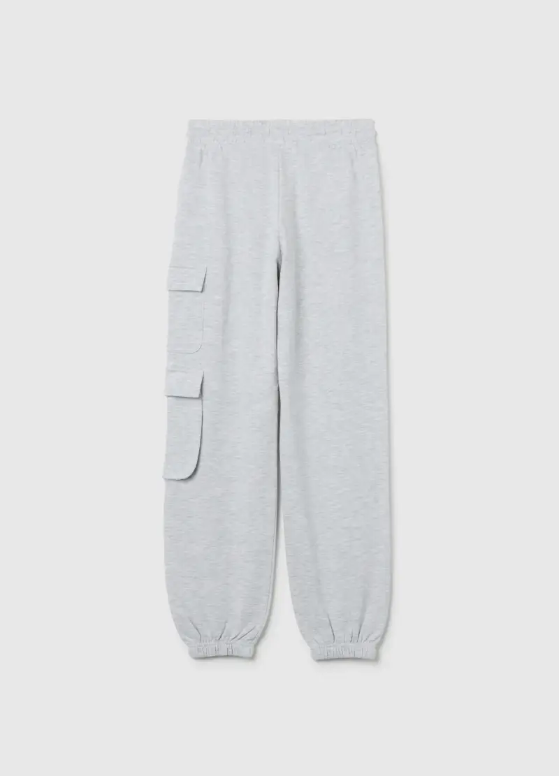 Jogger Da Ragazza In Misto Cotone Grigi Regular Fit Con Tasche Cargo, Bambina, Grigio miniatura 2