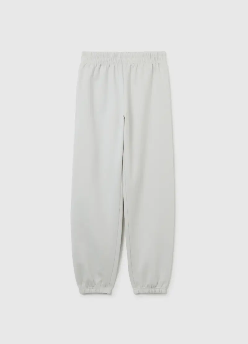 Jogger Da Ragazza In Puro Cotone Bianco Regular Fit, Bambina, Bianco