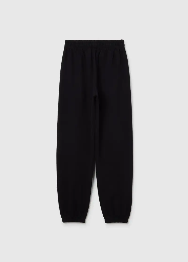 Jogger Da Ragazza In Puro Cotone Nero Regular Fit, Bambina, Nero miniatura 2