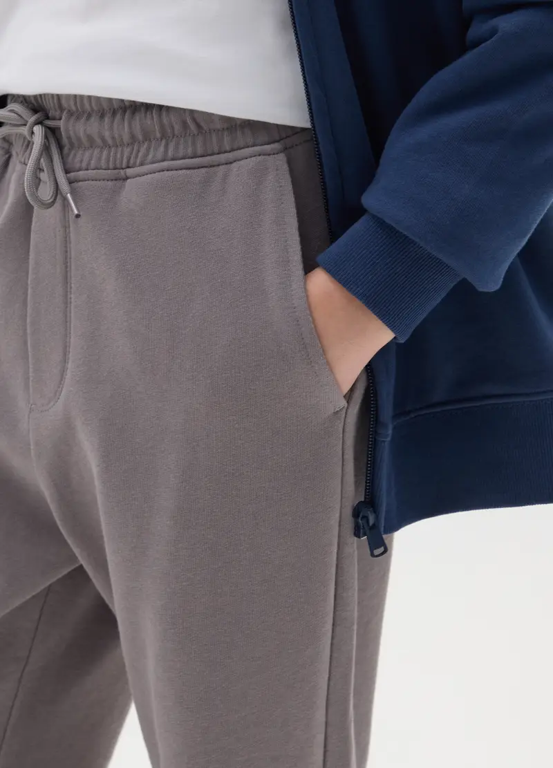 Jogger Da Ragazzo In Puro Cotone Grigi Regular Fit, Bambino, Grigio miniatura 3