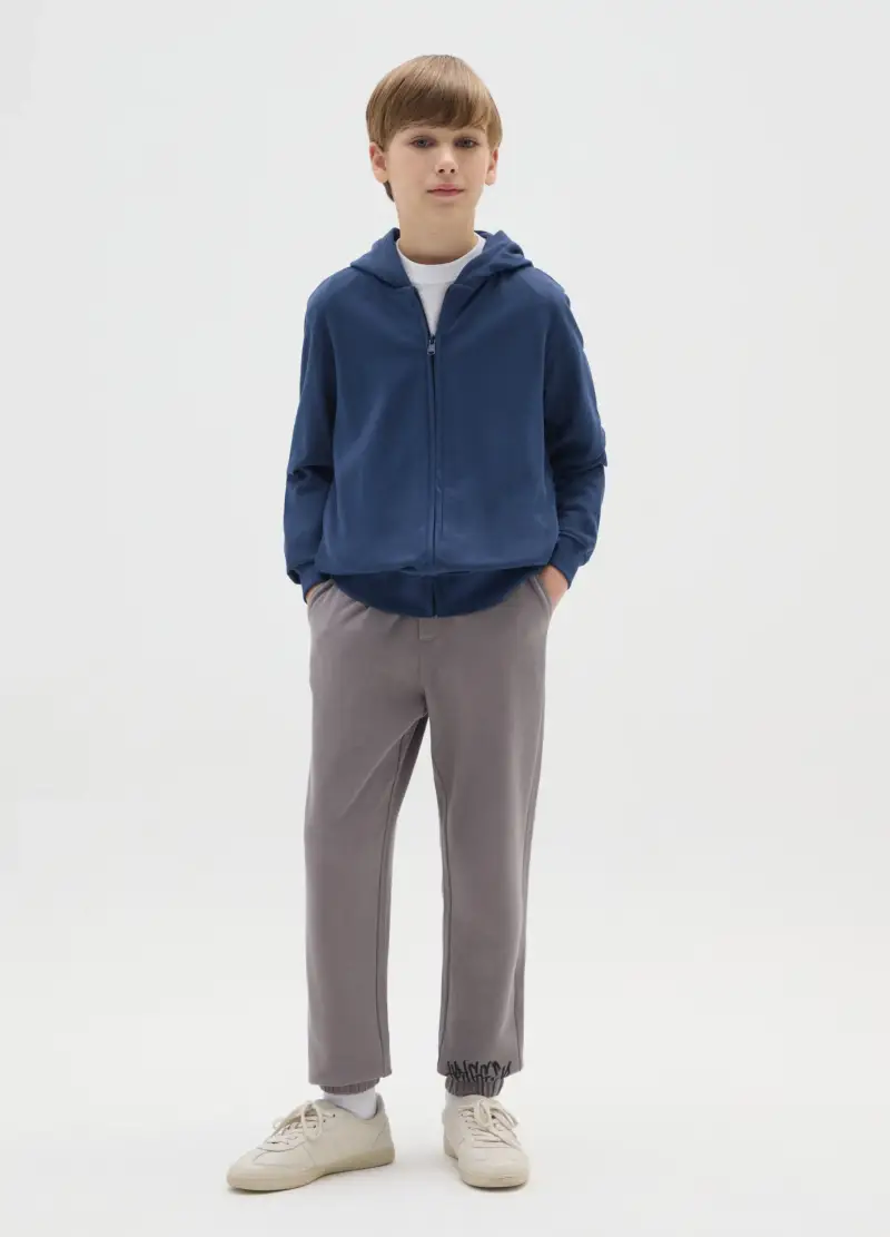 Jogger Da Ragazzo In Puro Cotone Grigi Regular Fit, Bambino, Grigio