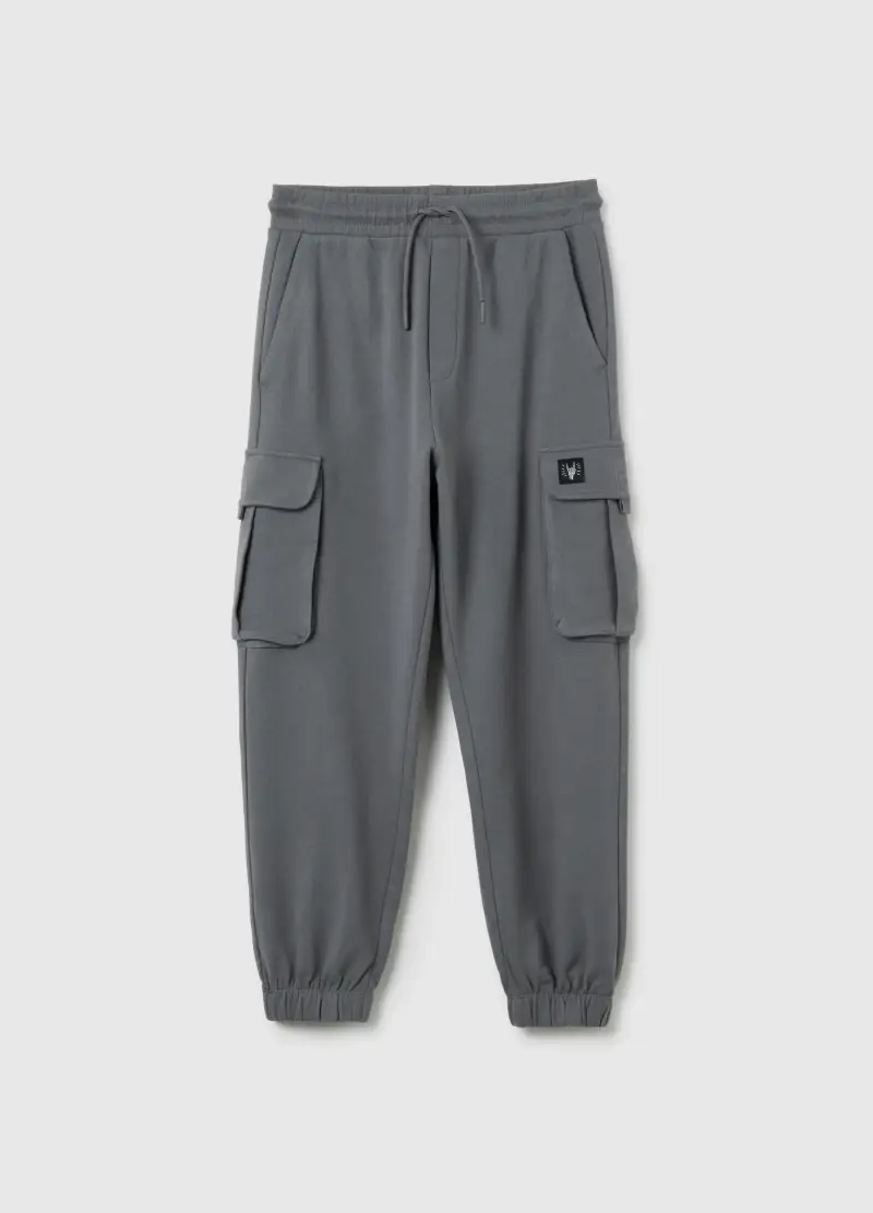 Jogger Da Ragazzo In Puro Cotone Nero Regular Fit, Bambino, Grigio