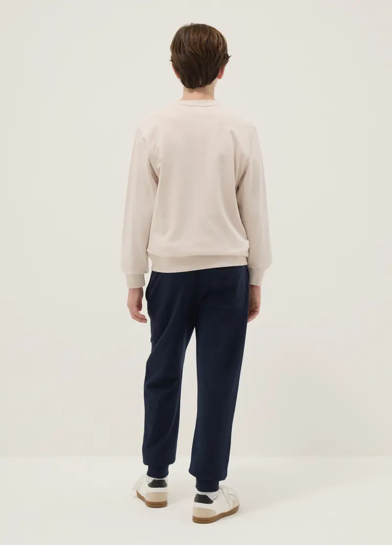 Jogger In Puro Cotone Blu Da Ragazzo Regular Fit, Bambino, Blu miniatura 2