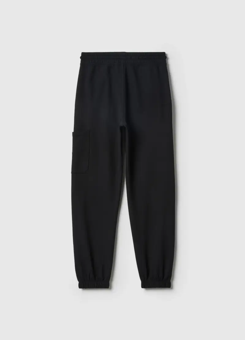Jogger In Puro Cotone Nero Da Ragazzo Over Fit, Bambino, Nero miniatura 2