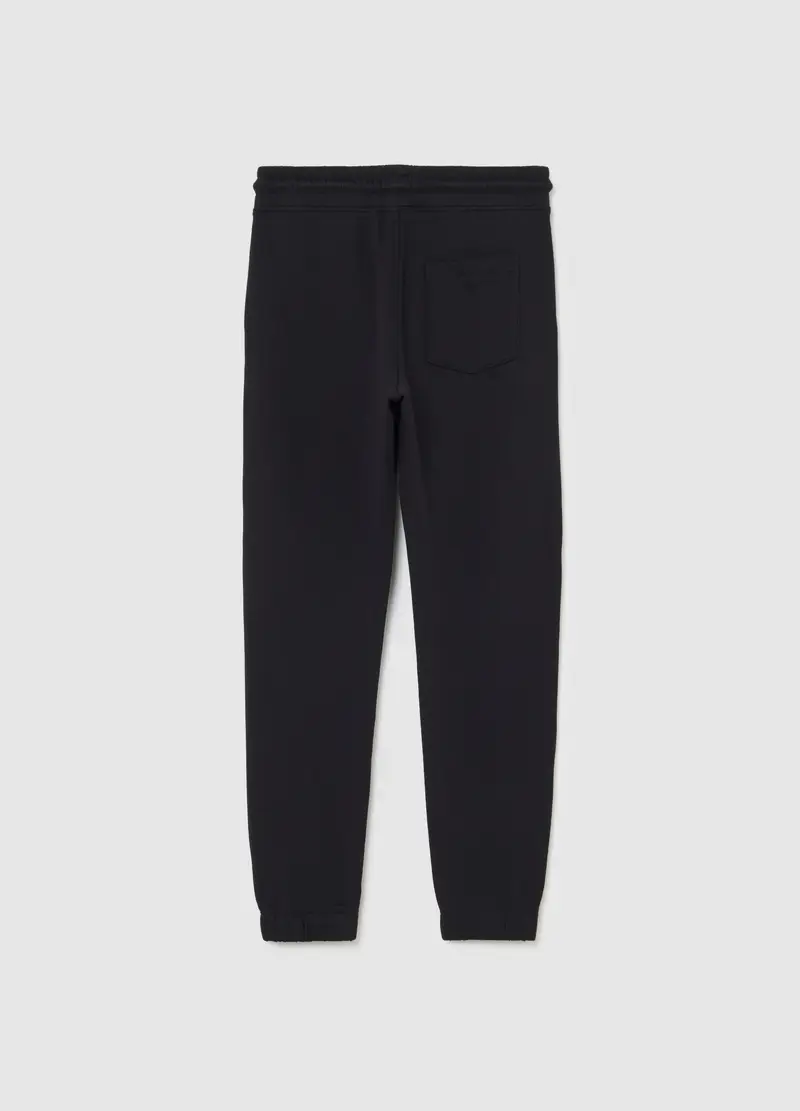Jogger Neri Da Ragazzo In Puro Cotone Regular Fit Con Scritta, Bambino, Nero miniatura 2