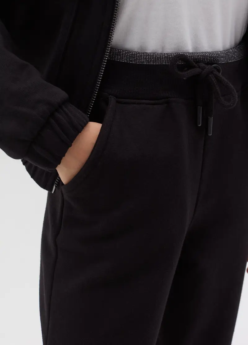 Joggers Con Coulisse E Lurex, Bambina, Nero miniatura 2