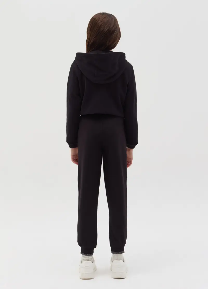Joggers Con Coulisse E Lurex, Bambina, Nero miniatura 3