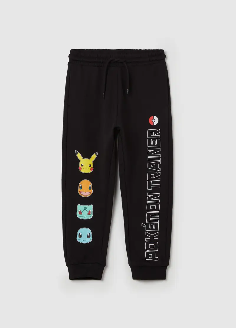 Joggers Con Coulisse E Stampa Pokemon, Bambino, Nero