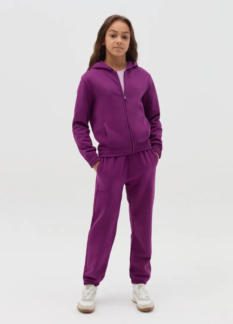 Joggers Essential In Felpa Con Coulisse, Bambina, Viola