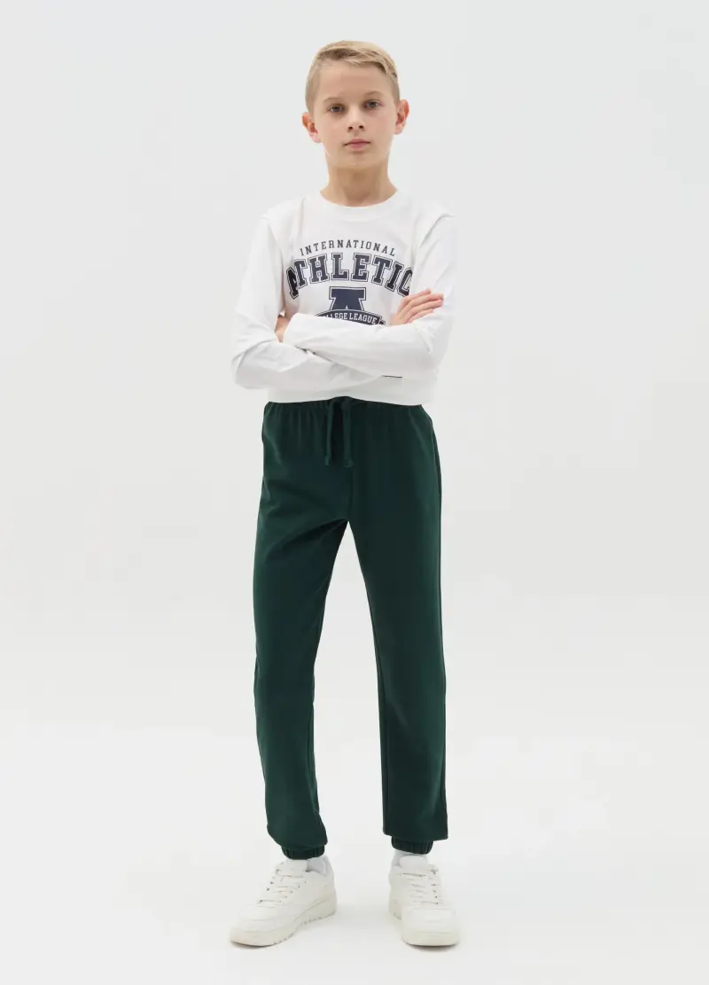 Joggers In Felpa Con Coulisse, Bambino, Verde