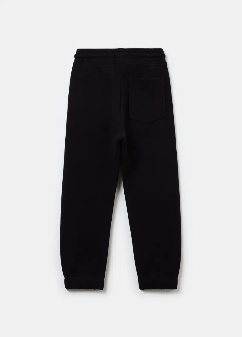 Joggers In Felpa Con Coulisse E Stampa, Bambino, Nero miniatura 2