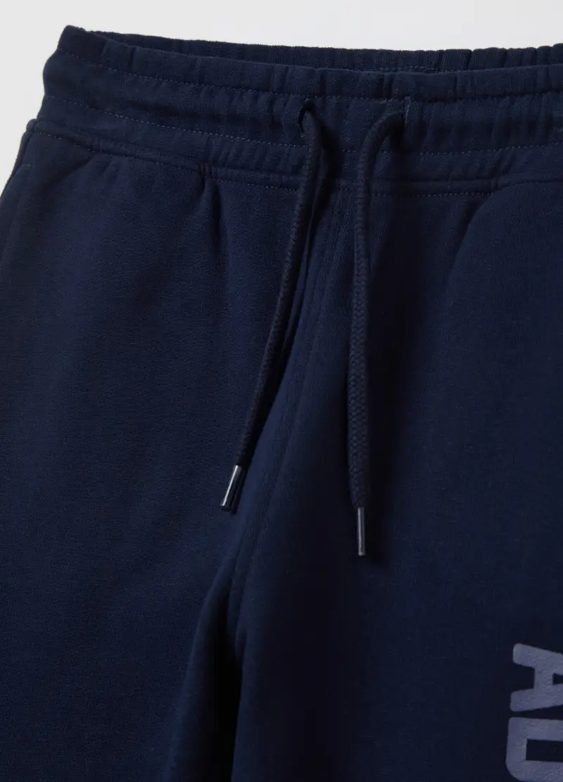 Joggers In Felpa Con Coulisse E Stampa Lettering, Bambino, Blu miniatura 3