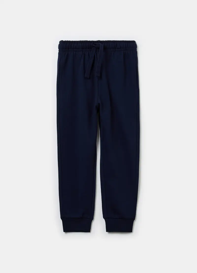 Joggers In Felpa Con Coulisse E Tasche, Bambino, Blu