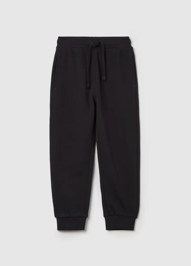 Joggers In Felpa Con Coulisse E Tasche, Bambino, Nero