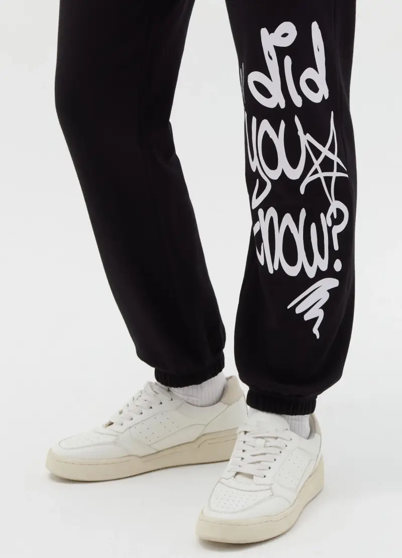 Joggers In Felpa Con Stampa, Bambina, Nero miniatura 3