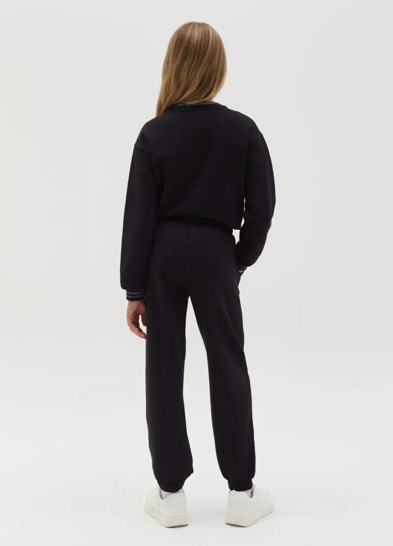 Joggers In Felpa Con Stampa, Bambina, Nero miniatura 3