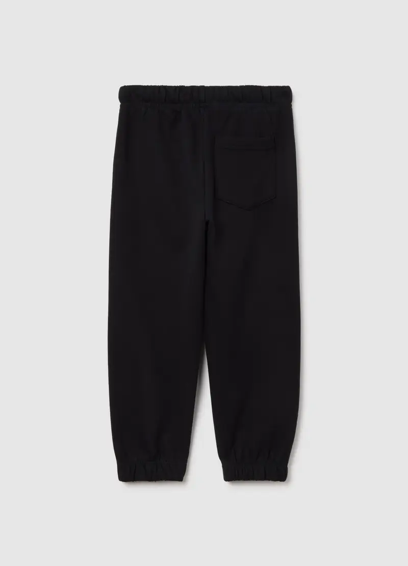 Joggers Neri In Felpa Con Stampa, Bambino, Nero miniatura 2