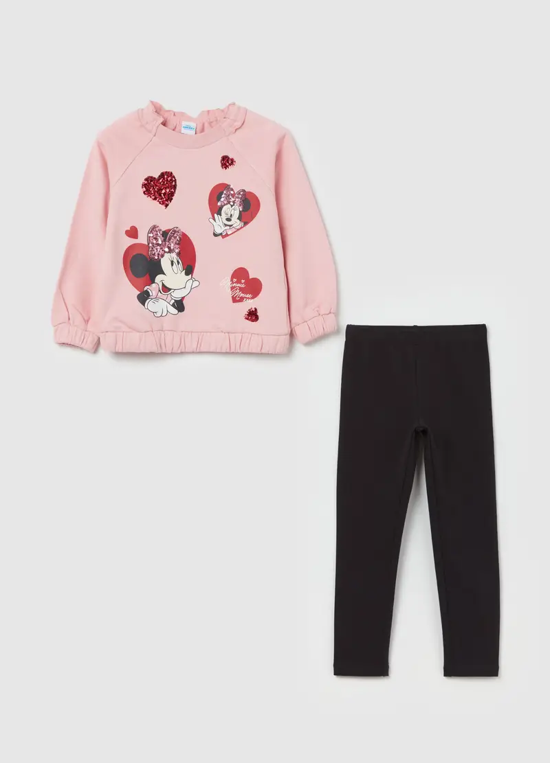 Jogging Set Con Paillettes E Stampa Minnie, Bambina, Multicolor