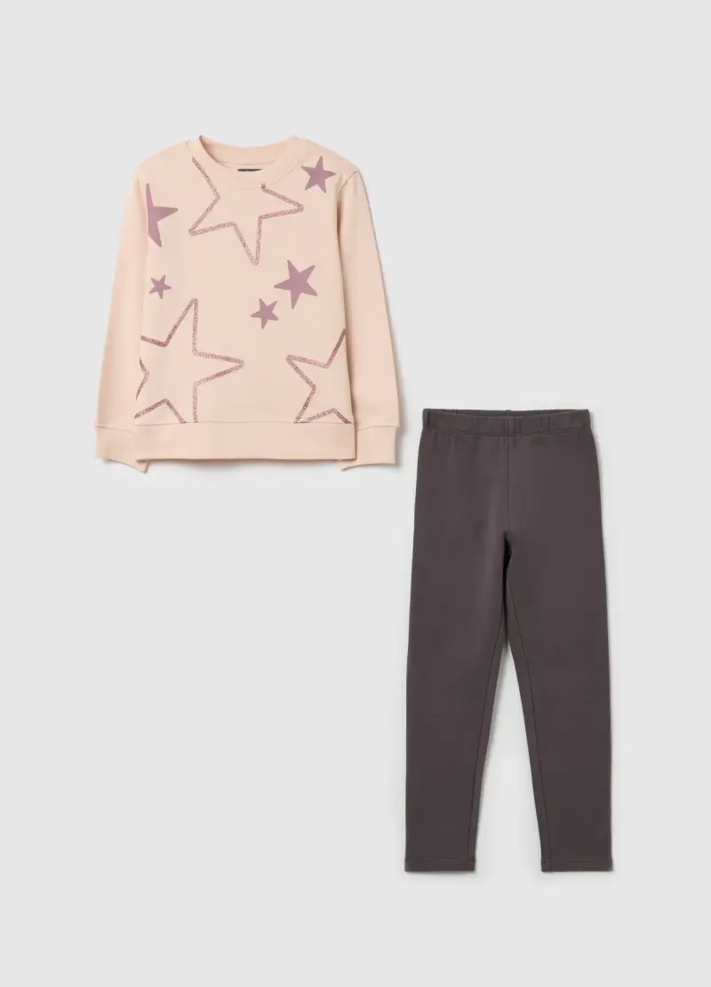 Jogging Set Con Stampa Glitterata, Bambina, Multicolor