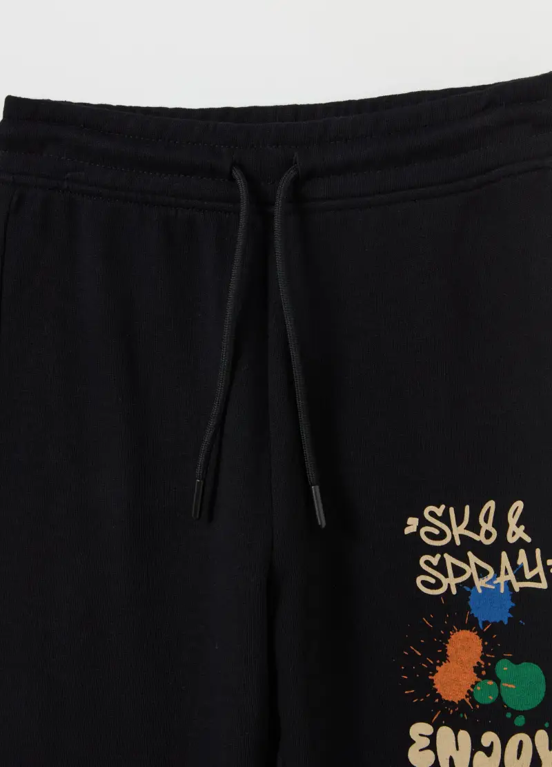 Jogging Set In Felpa Con Stampa, Bambino, Nero miniatura 3