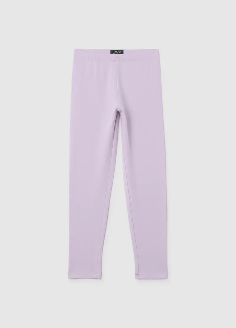 Leggings Da Bambina In Cotone Viola Elasticizzato, Viola